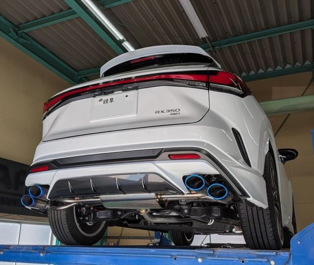 Lexus RX350 (T24A-FTS) optimized with EXART ONE F QUAD exhaust system. Specifically designed for models equipped with the TRD Rear Diffuser. Featuring quad titanium tips with a precision-calculated offset for a seamless fit. Fully JQR certified for street use. Handcrafted excellence from EXART.

#exart #exart_japan #lexus #lexusrx #rx350